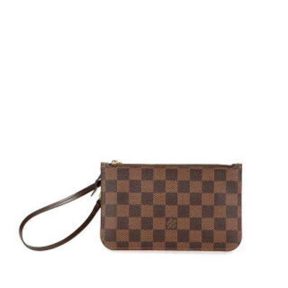 Louis Vuitton Damier Neverfull PM Pouch Brown Leather - Picture 1 of 8